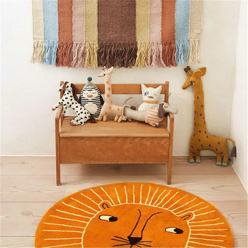 Cartoon Round Carpet Plush Thick Area Rug for Home